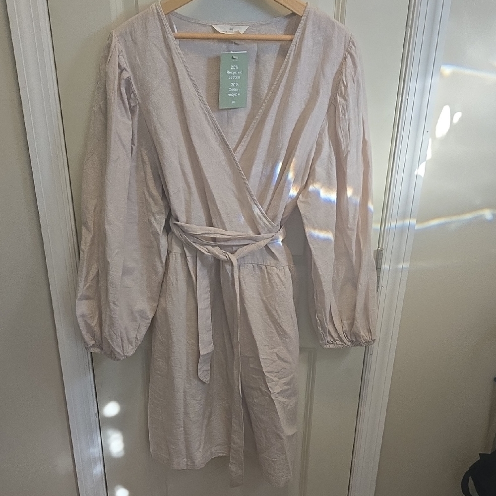 Elegant Linen Blend Wrap Dress